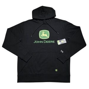 John Deere Men's Fleece Logo Hoodie in Black/ Green/ Yellow, Size Medium NWT!